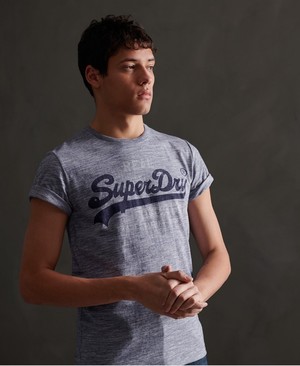 Superdry Vintage Logo Premium Goods Férfi Pólók Kék | SWVZT7426